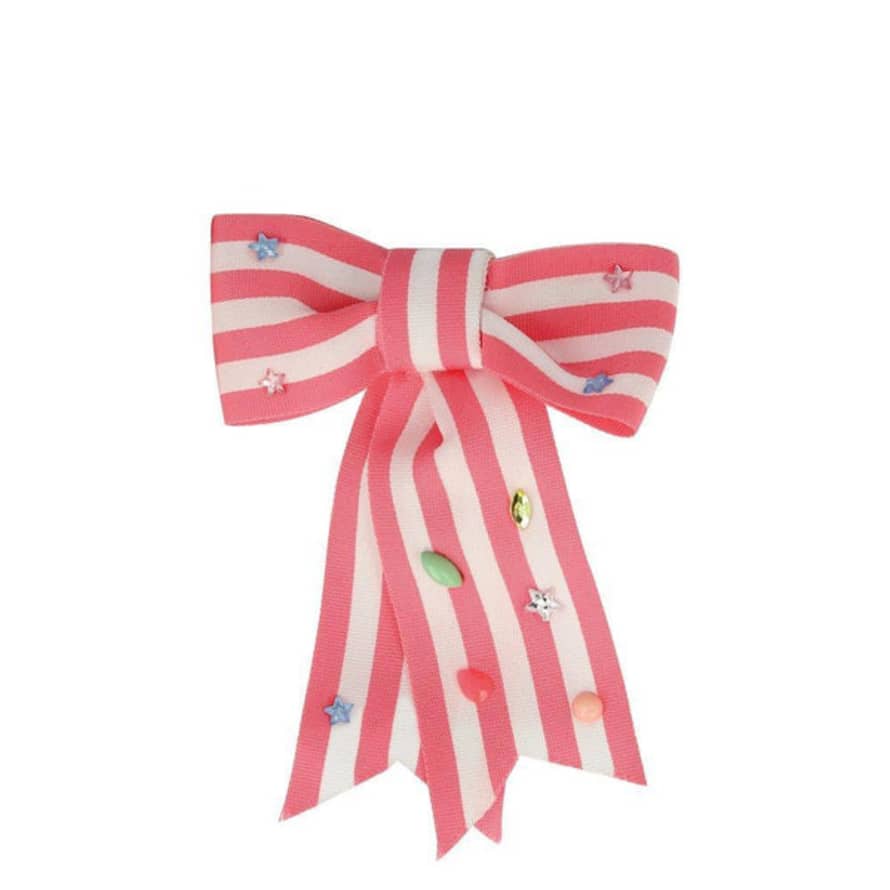 Meri Meri Pink Stripe Bow Hair Clip