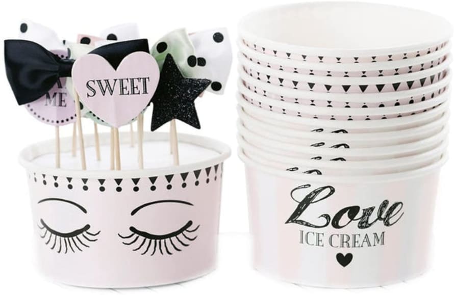 Miss Etoile Ice Cream Set W/Cups And Deco Rose