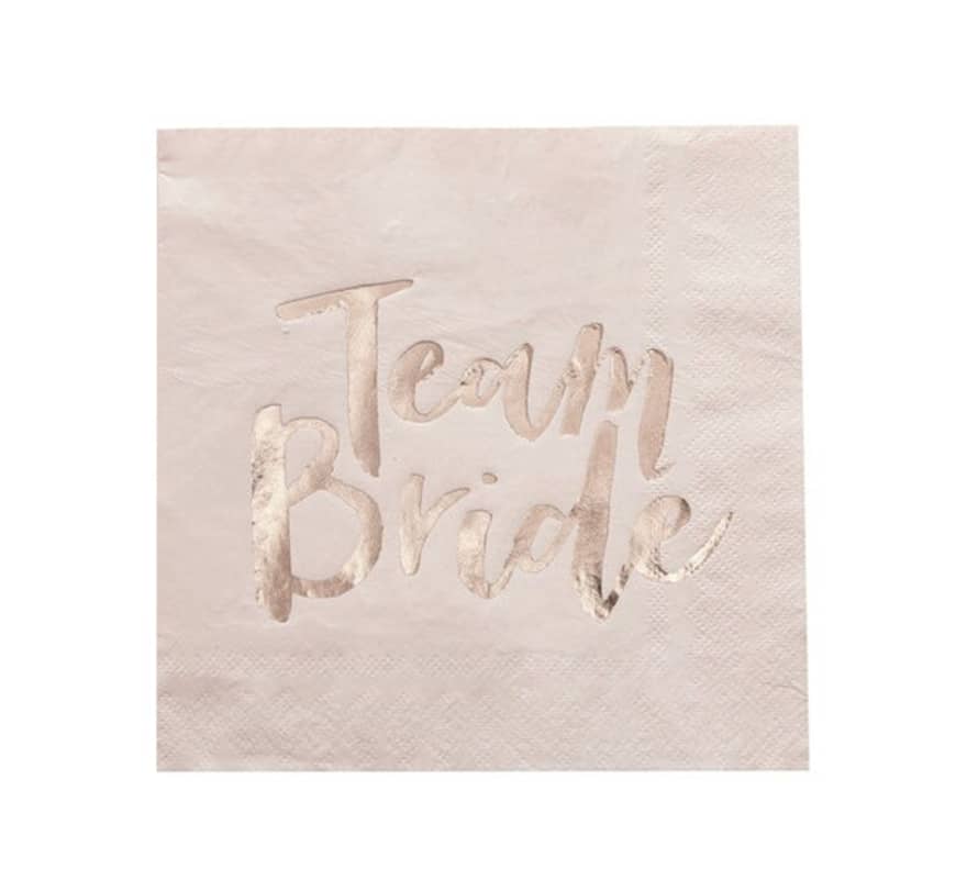 Ginger Ray Pink & Rose Gold Hen Party Napkins - Team Bride