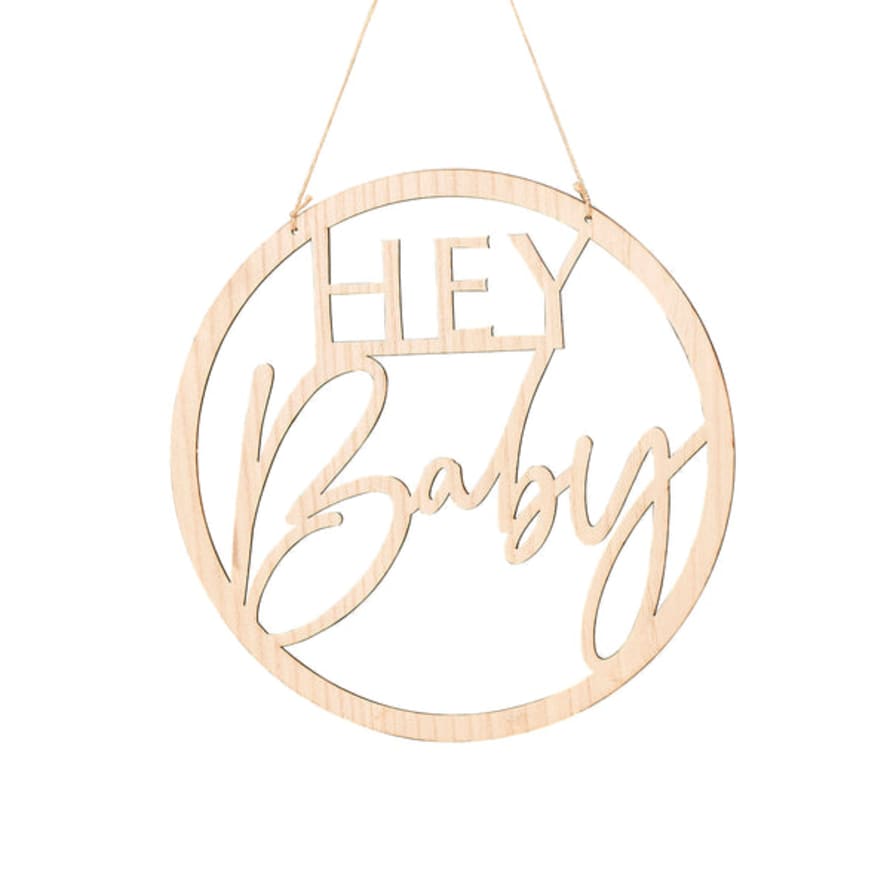 Ginger Ray Wooden Hey Baby Shower Sign