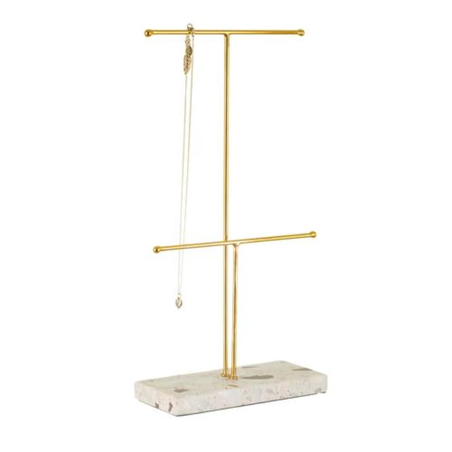 Sass & Belle  Double Terrazzo Gold Jewellery Stand