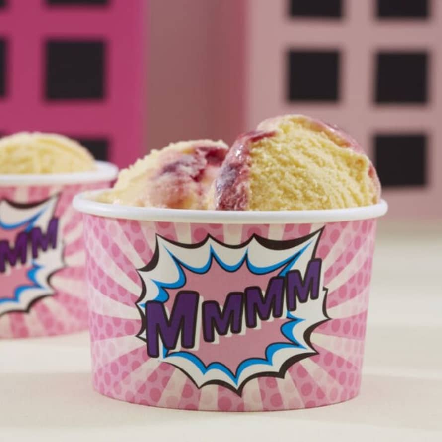 Gingerray Pink Ice Cream Cups - Pop Art Superhero Party