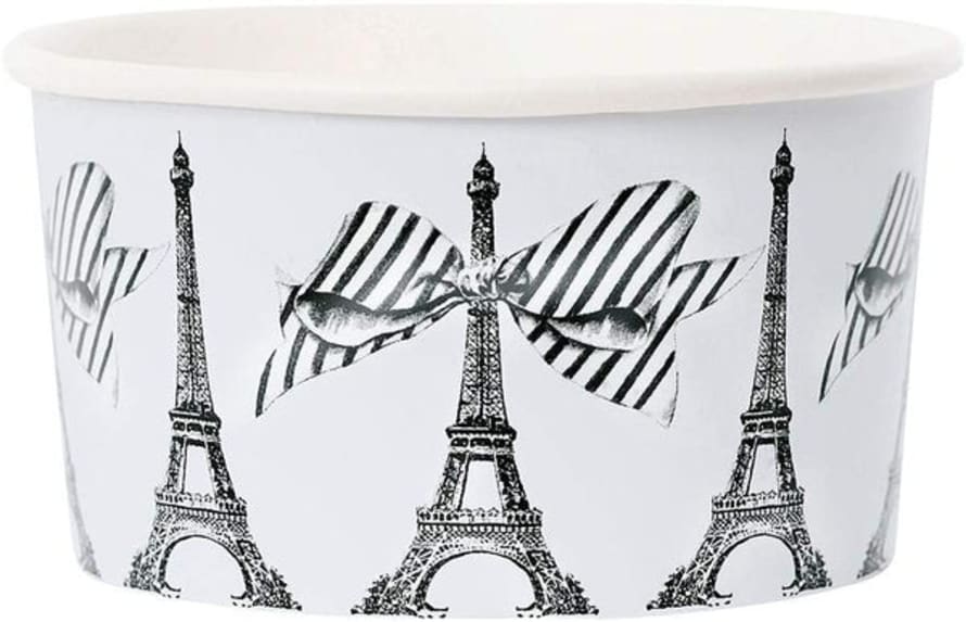 Miss Etoile Ice Cream Cups W/Spoons White Eiffel