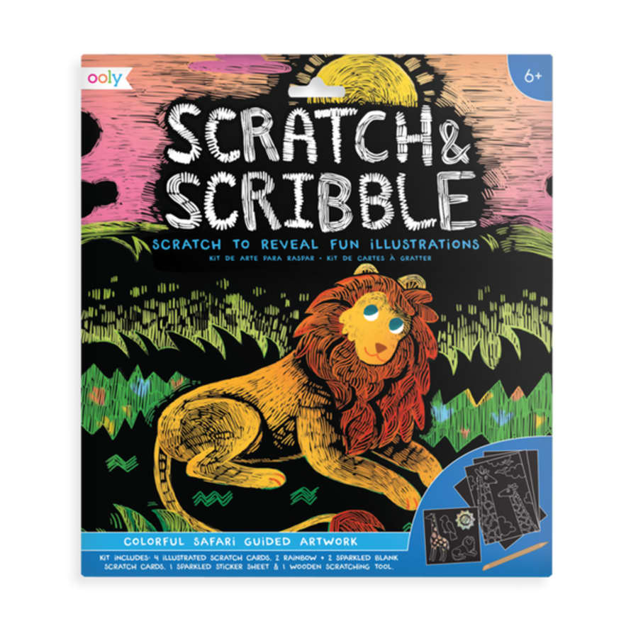 Ooly Colorful Safari Scratch And Scribble Scratch Art Kit