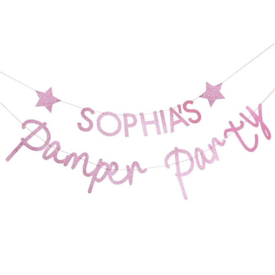 Gingerray Pink Glitter Customisable Pamper Party Bunting