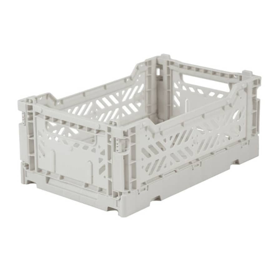 AYKASA Small Folding Storage Crate: Light Grey