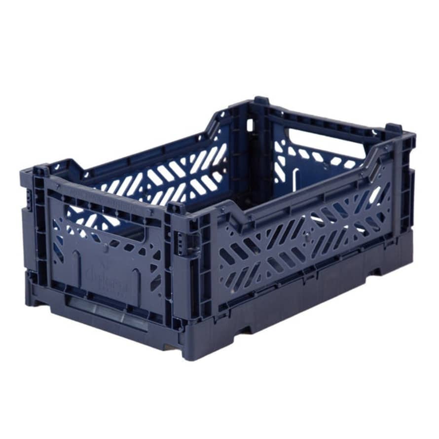 AYKASA Small Folding Storage Crate: Navy