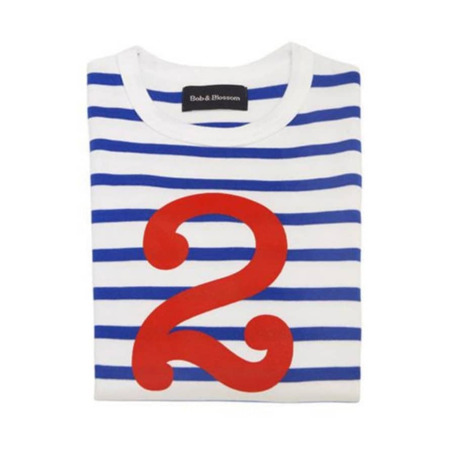 Bob and Blossom French Blue & Cream White Stripe Number 2 T-shirt