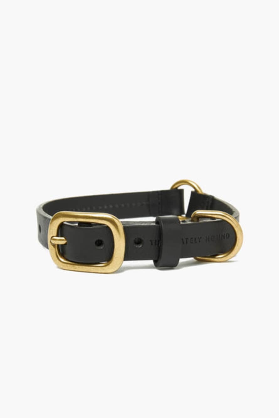 The Stately Hound Large Leather Dog Collar | Luxe Black