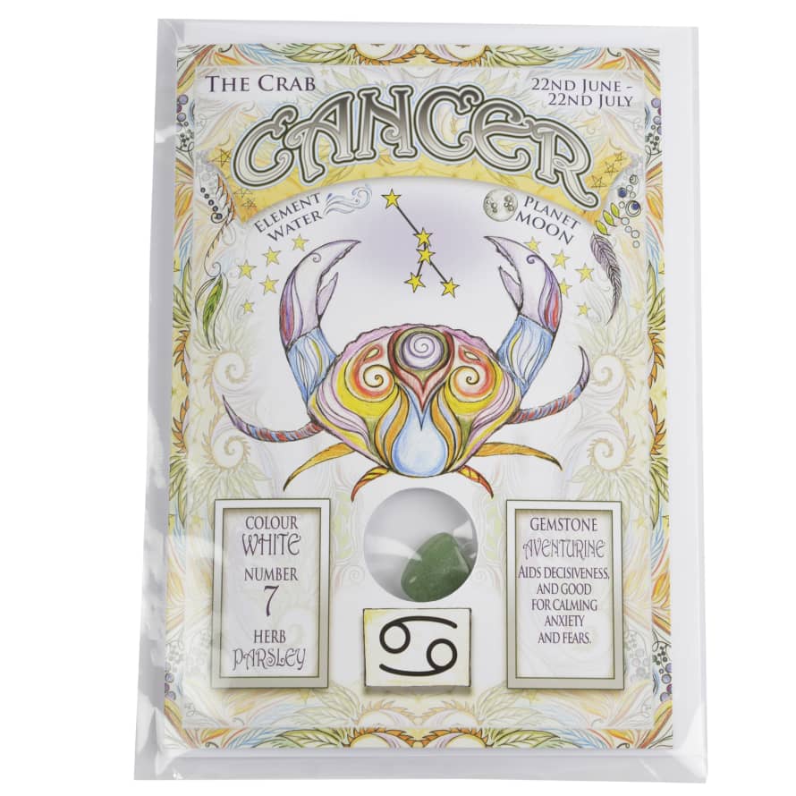 &Quirky Zodiac Card With Gemstone - Cancer