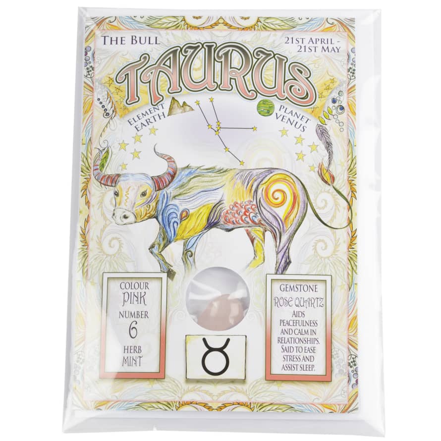 &Quirky Zodiac Card With Gemstone - Taurus