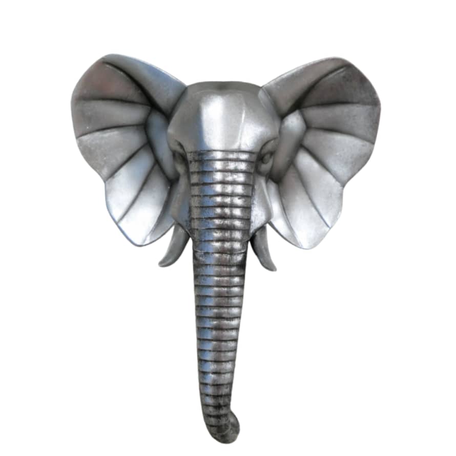 &Quirky Silver Elephant Head Wall Decoration