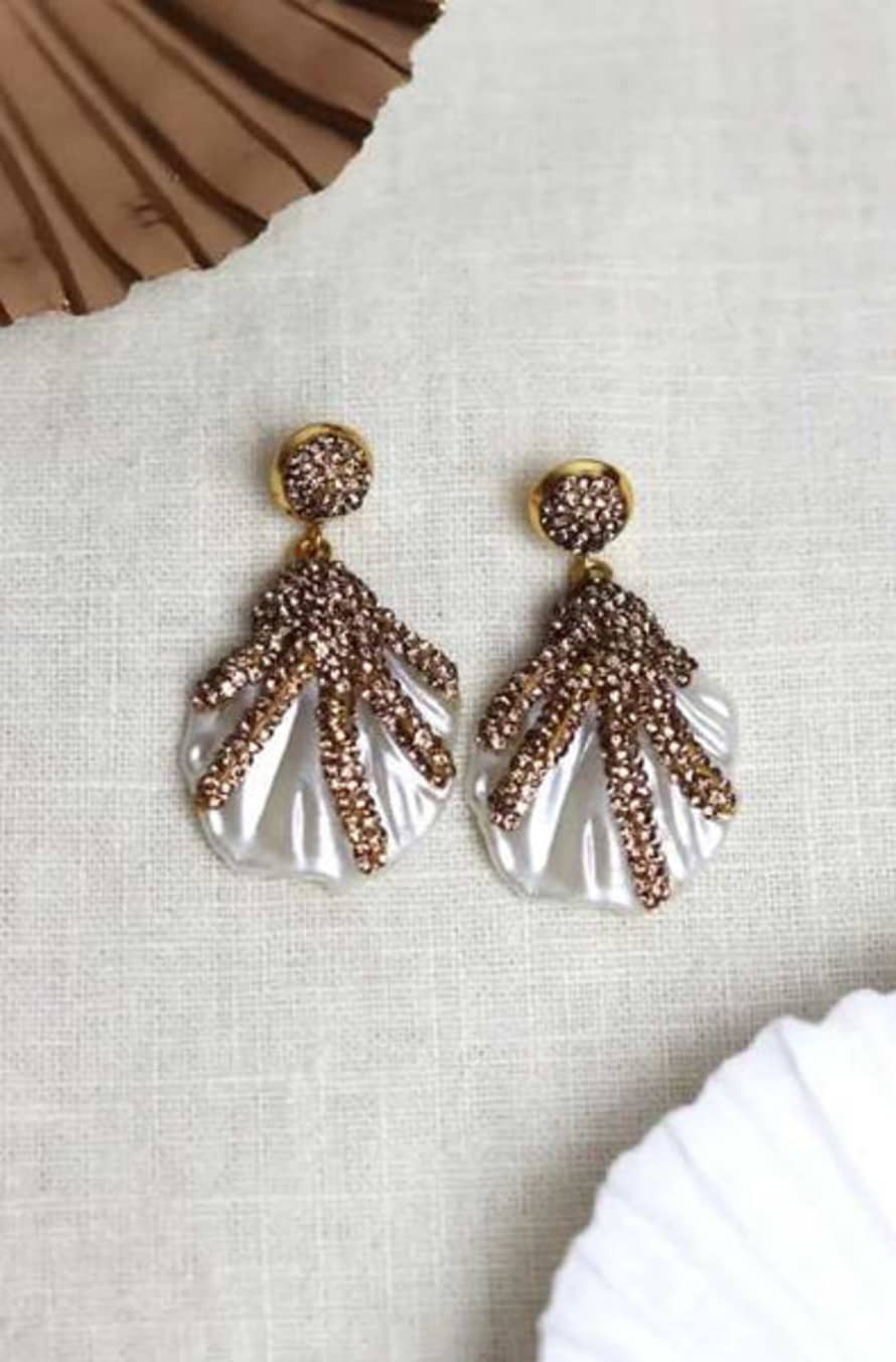 Sun and Day Oyster Shell Diamante Earrings