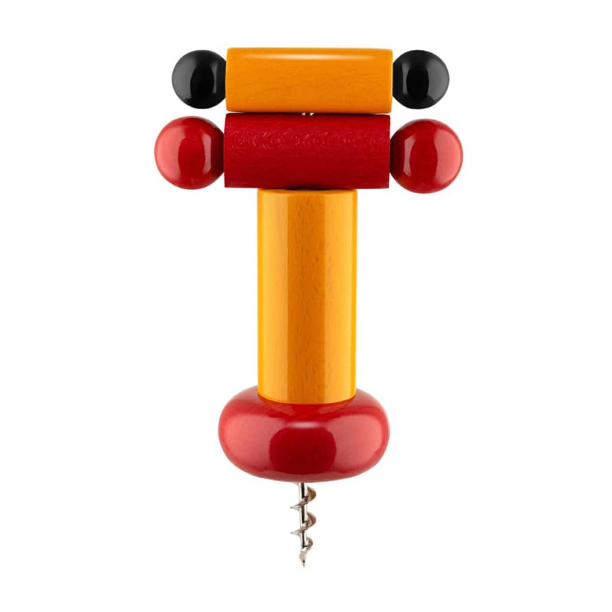 Alessi Yellow, Red and Black Beech Corkscrew