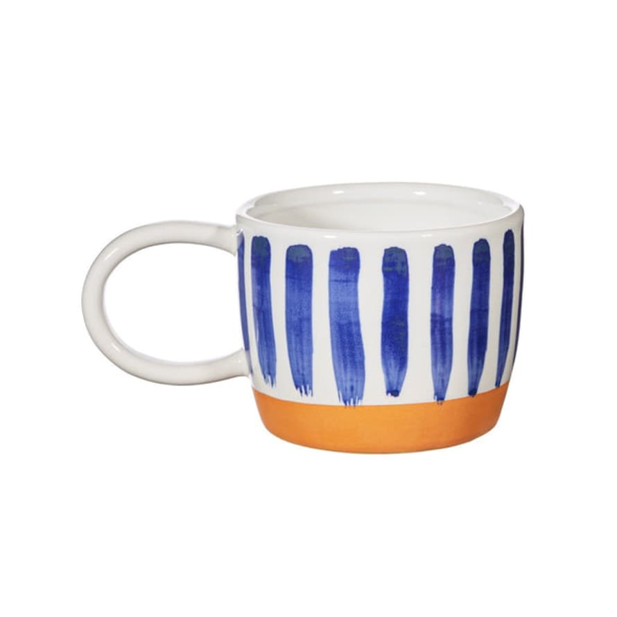 livs Mug - Blue & White Stripe, Short H7.5cm