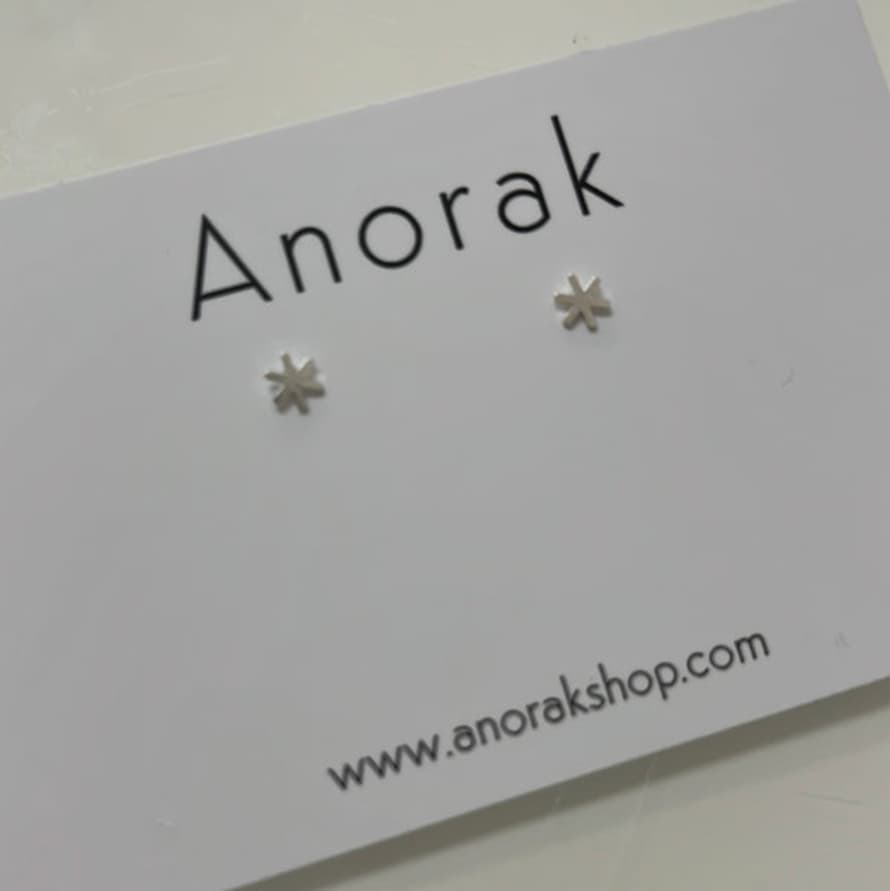Anorak Sterling Silver Snowflake Studs Earrings
