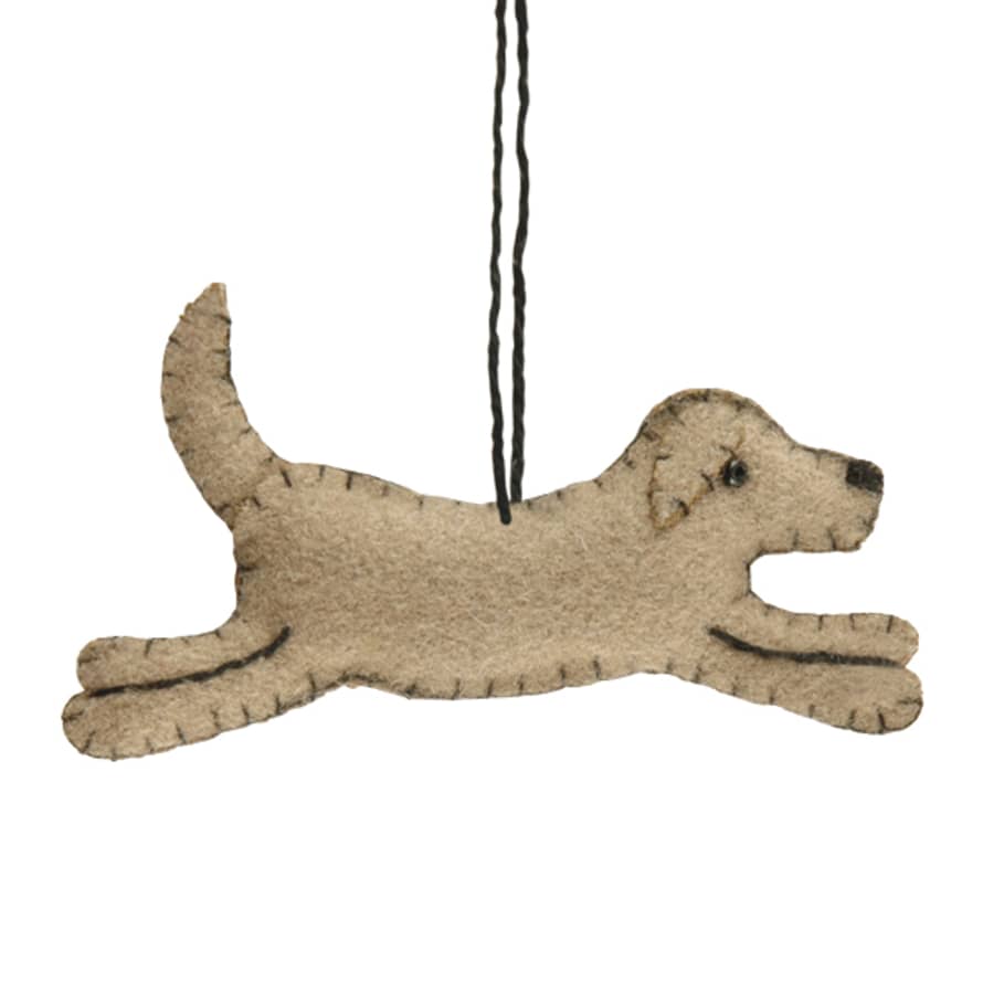East of India Cream Felt Decorative Hanging Dog