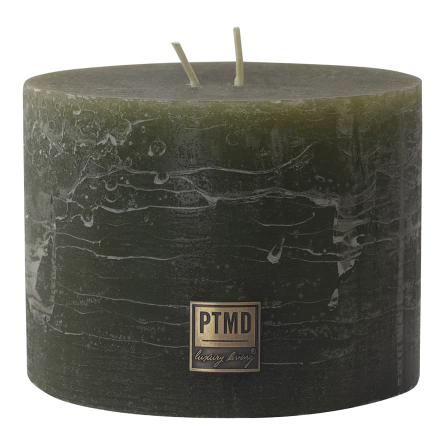 PTMD 9 x 12cm Rustic Olive Green Block Candle