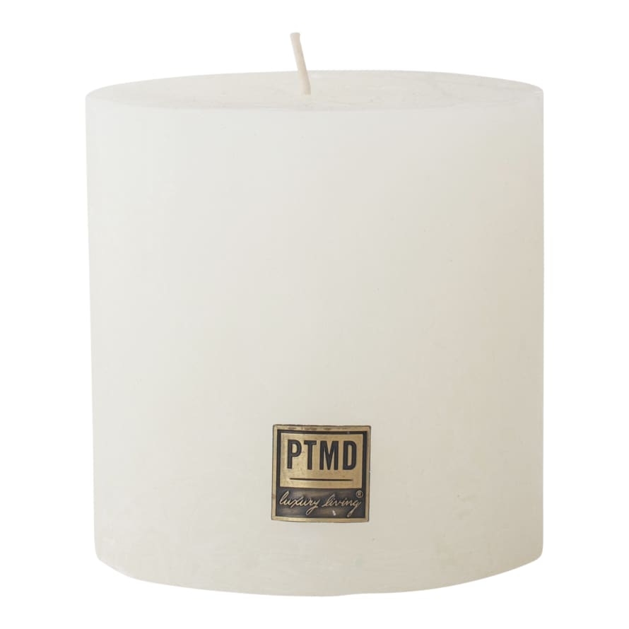 PTMD 10 x 10cm Rustic Hot White Block Candle