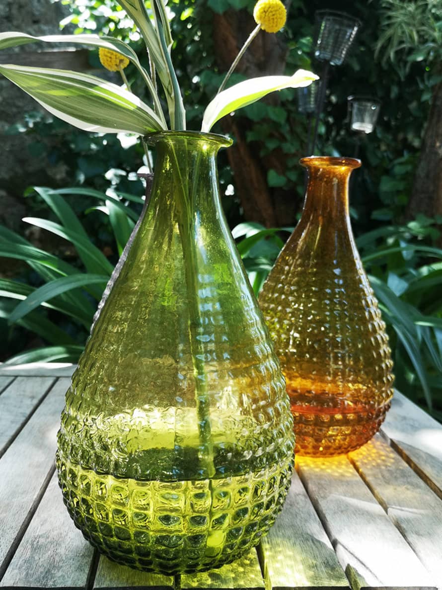 Casa Verde Hobnail Recycled Glass Bottle Vase