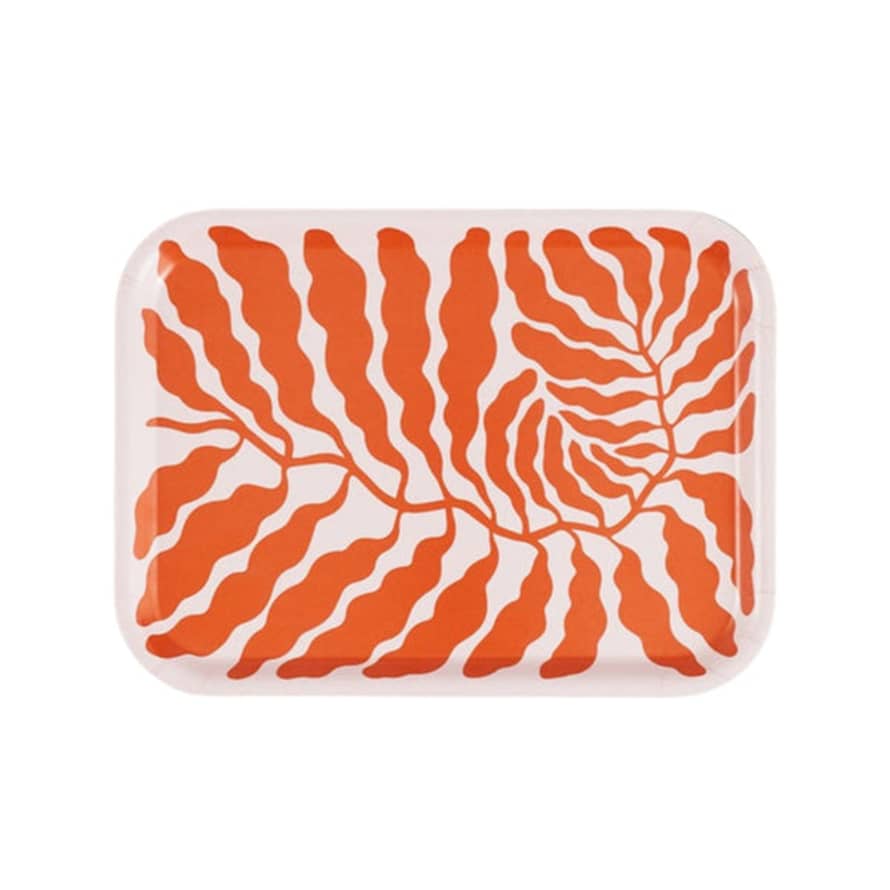 Wrap Orange Tray Small Birch Wood Rectangle Small Leaves