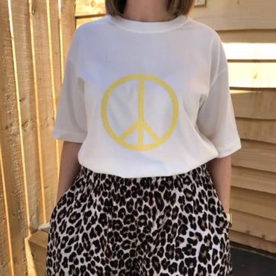 Mint Tea Boutique Kiss Me At The Disco Yellow Peace Glitter Tee