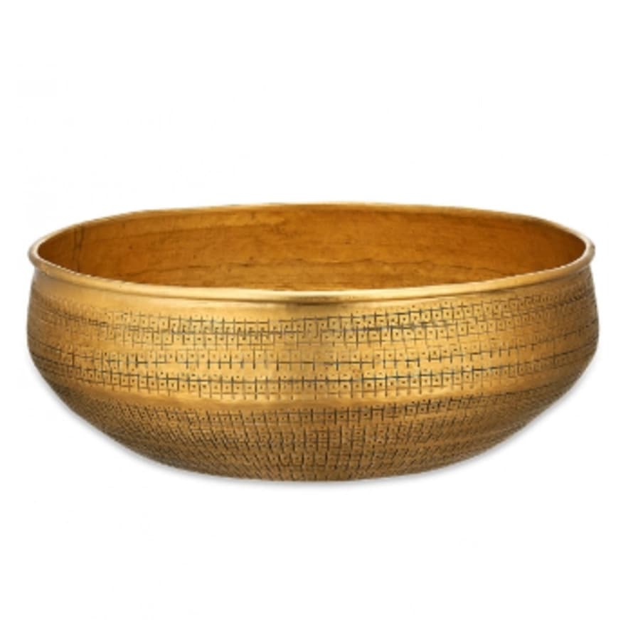 Nkuku Tembesi Etched Round Planter Bowl - Large