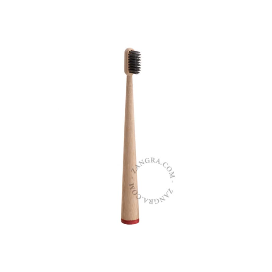 Zangra Self Standing Bamboo Toothbrush in Red Handle