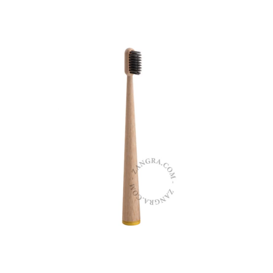 Zangra Self Standing Bamboo Toothbrush in Yellow Handle