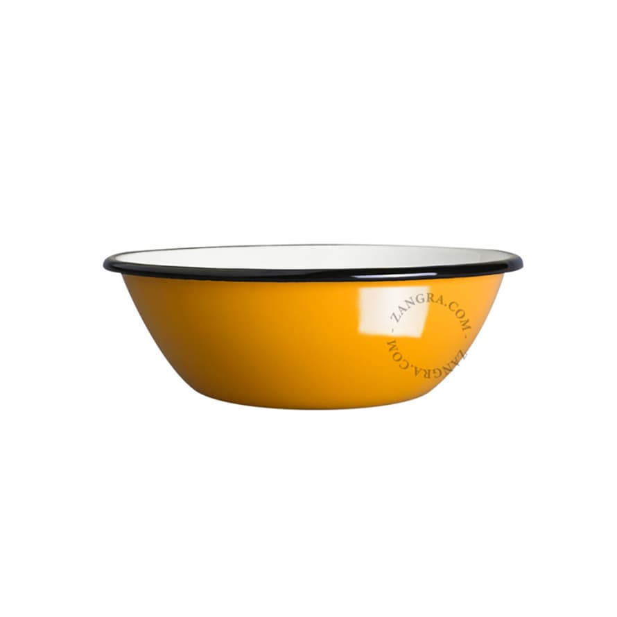 Zangra Large Enamel Bowl in Mustard