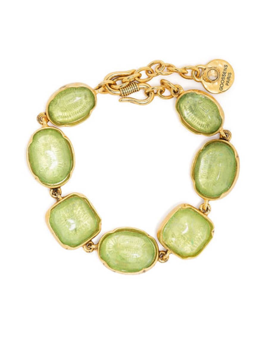 Goossens Bracelet Cabochons - Cristal De Roche Lime Green