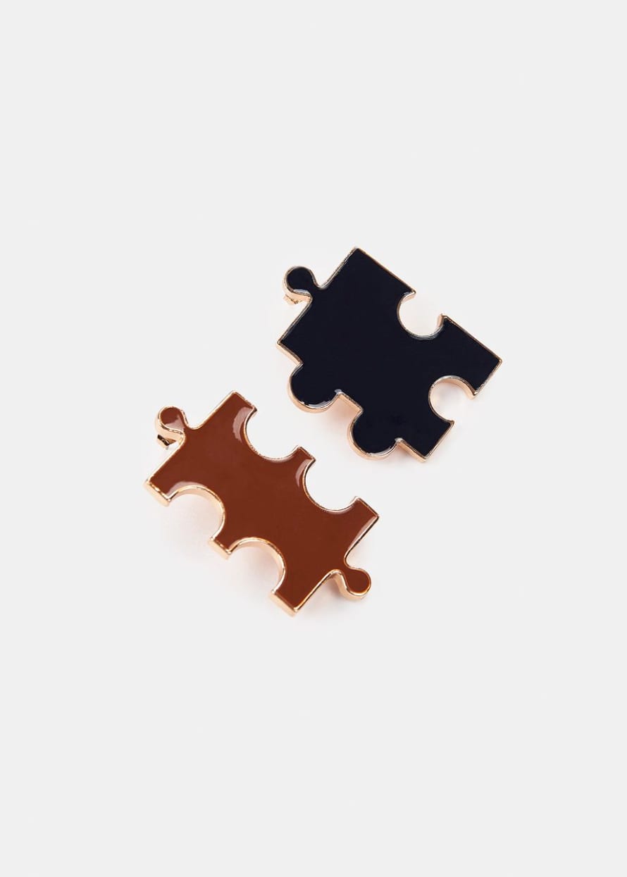 Essentiel Antwerp Bila Puzzle Earrings Brown/Black