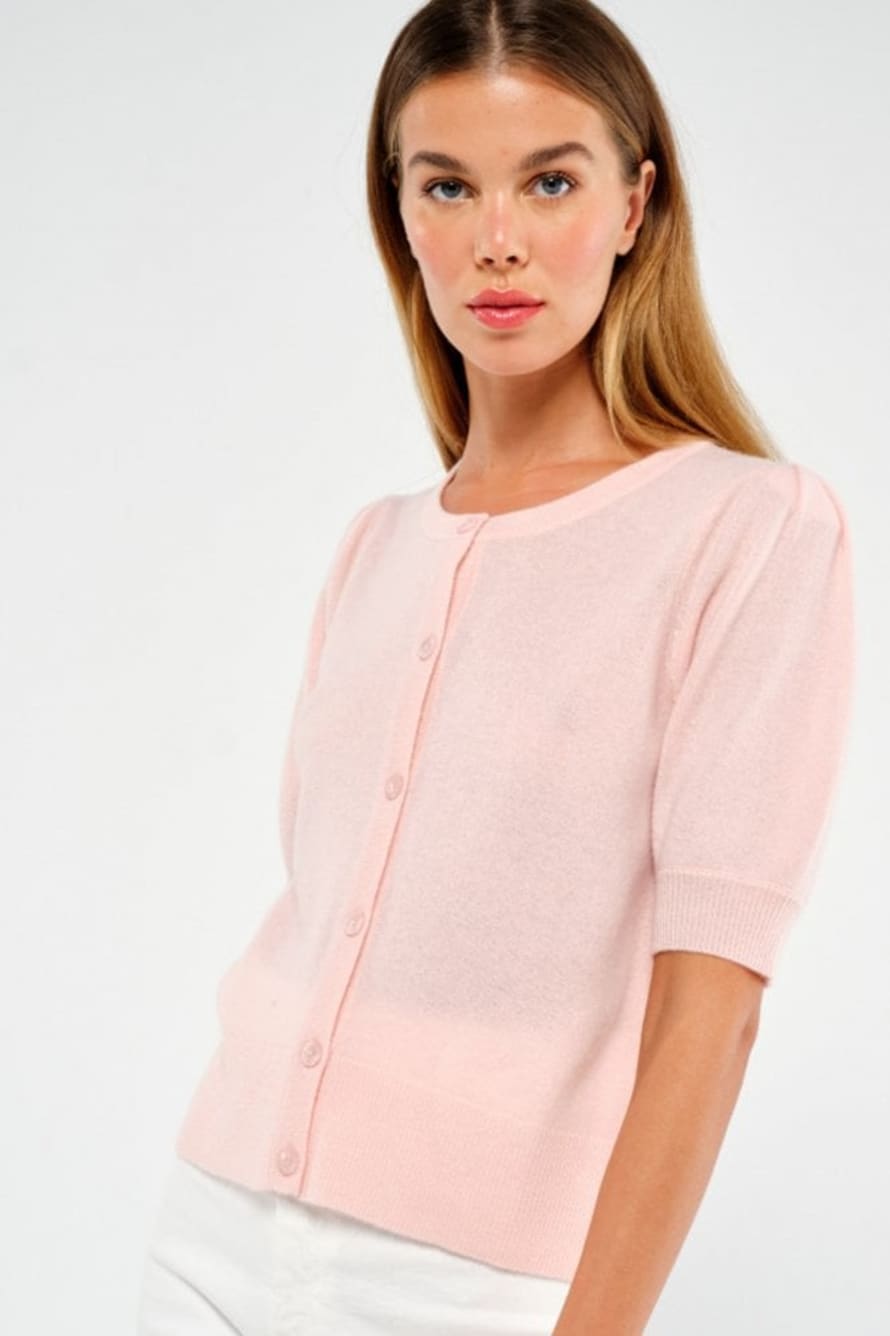 Absolut Cashmere Clarissa Short Sleeve Cashmere Cardigan In Blush
