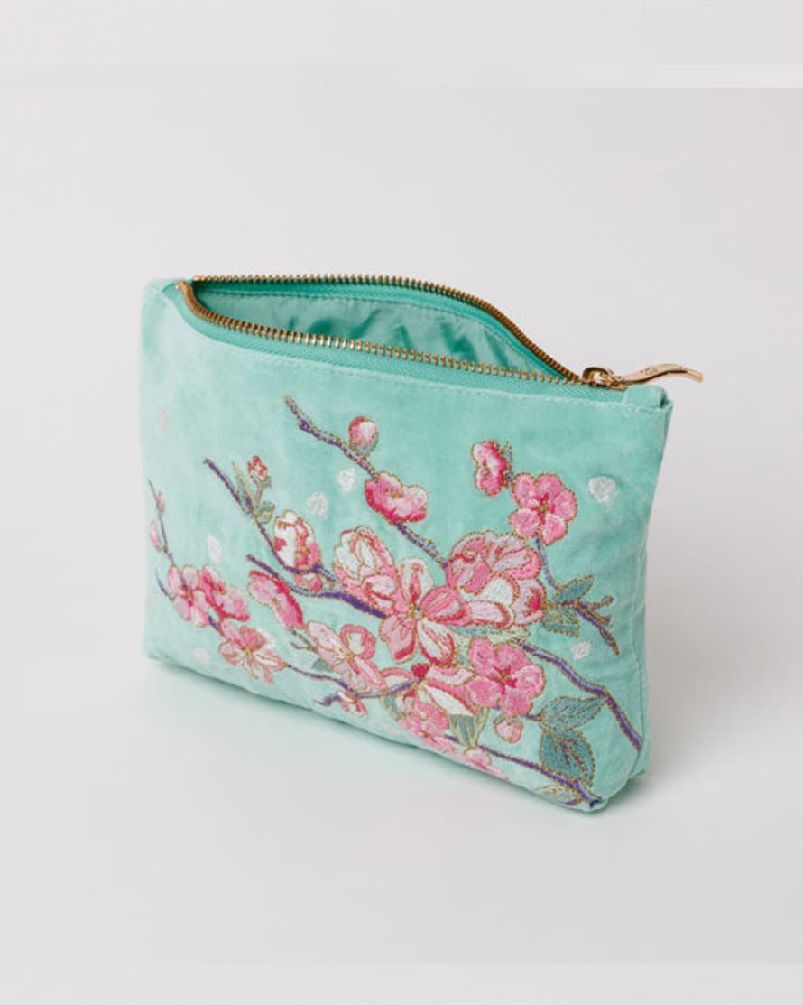 Elizabeth Scarlett Cherry Blossom Mint Velvet Makeup Bag