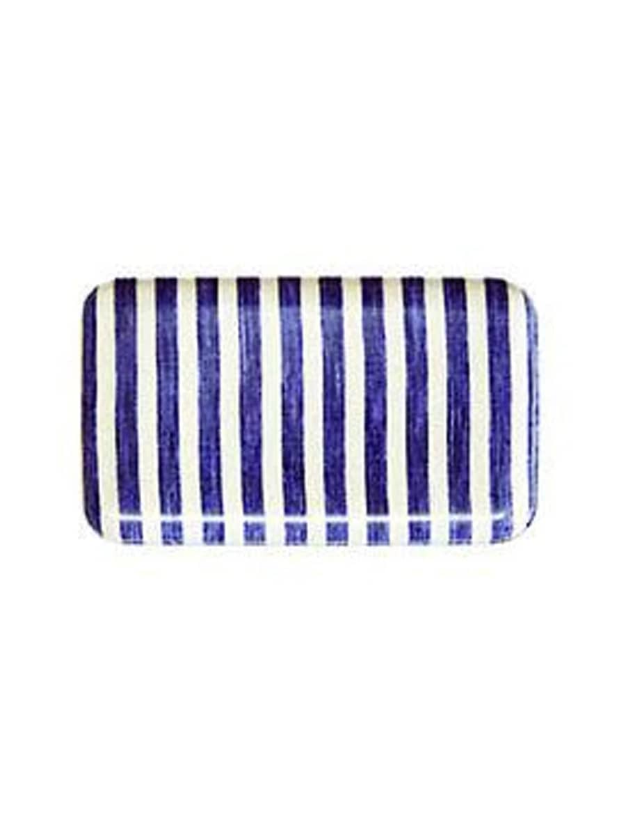 Fog Linen Work Tray In Navy & Natural Stripes