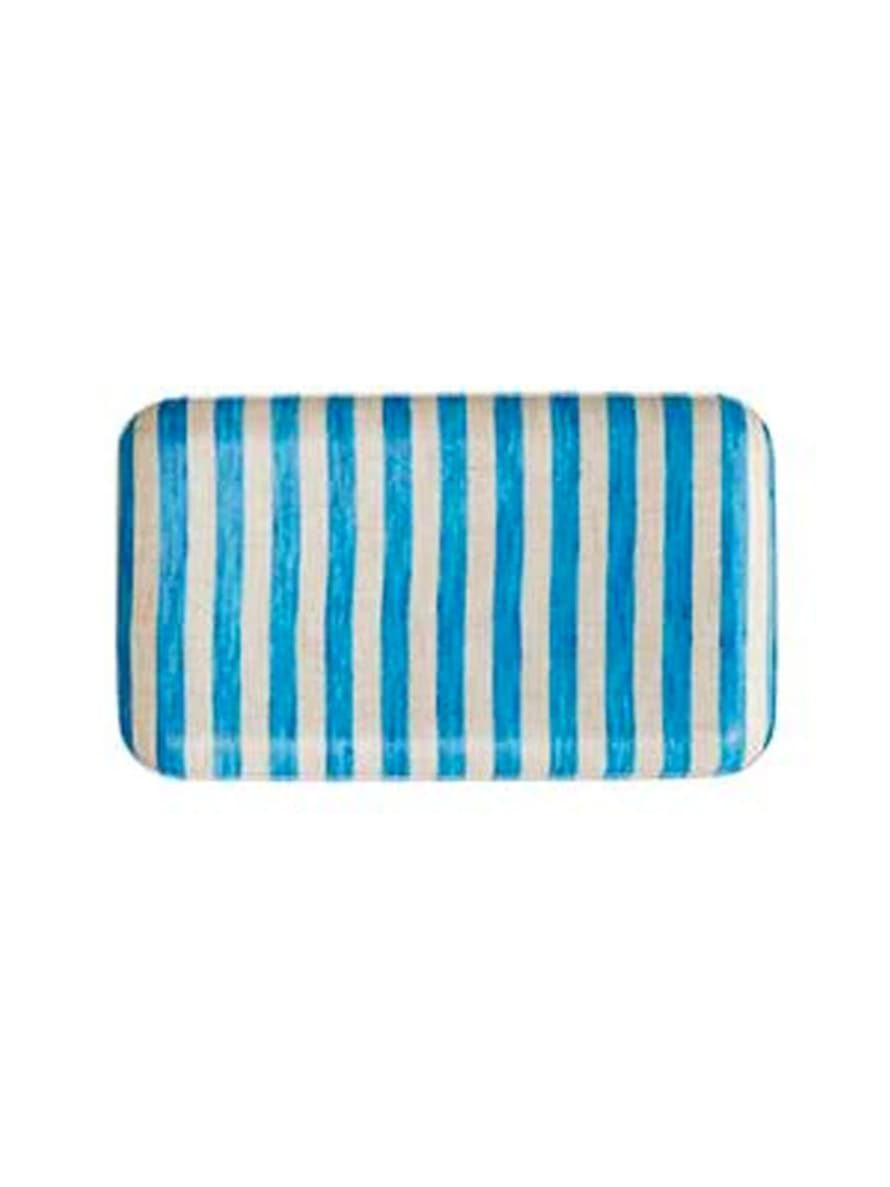 Fog Linen Work S Francis Tray In Turquoise & Natural Stripe
