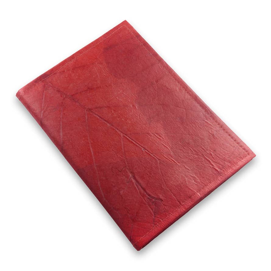 Jungley A5 Refillable Leaf Leather Journal - Berry Red