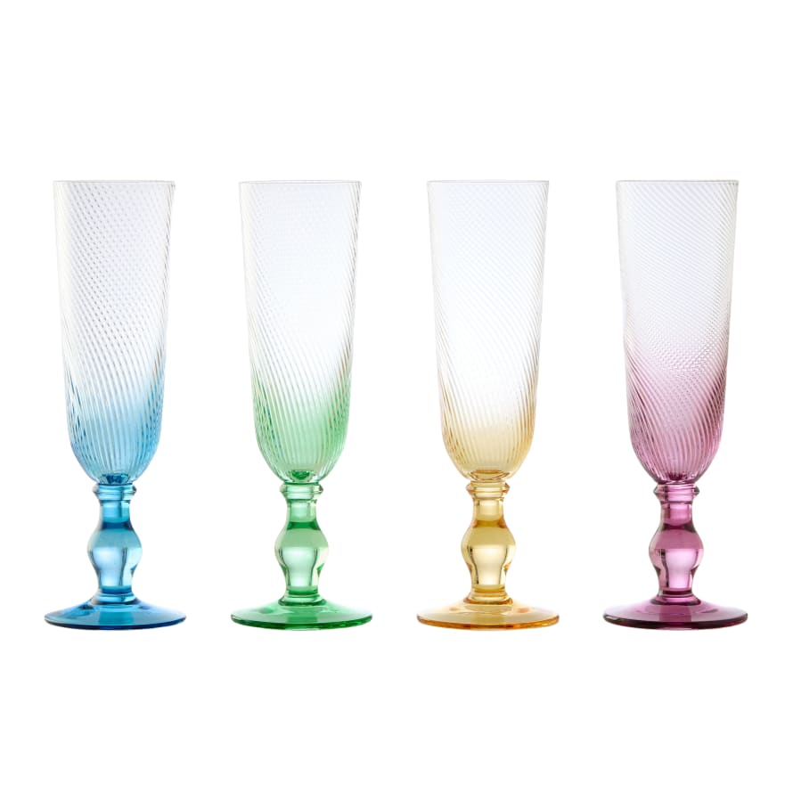 Anton Studio Designs Swirl Multicoloured Champagne Flutes  - Set of 4