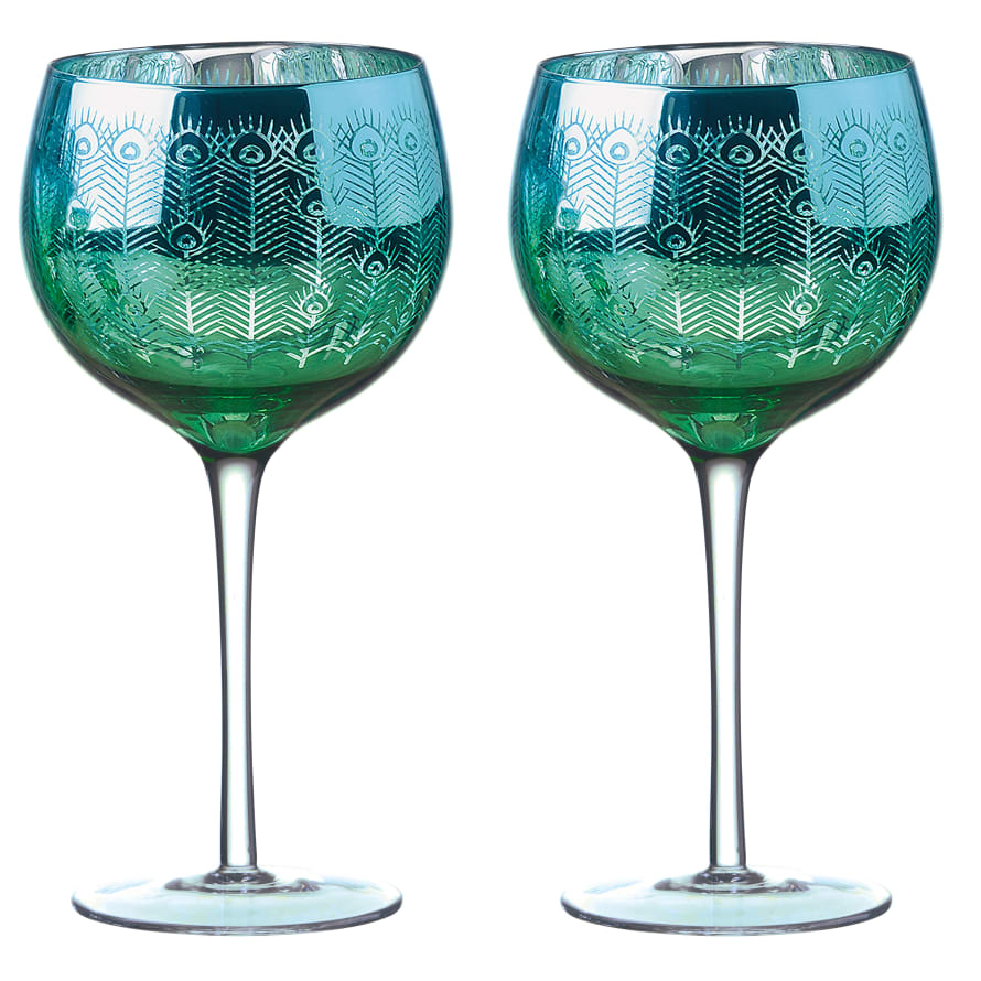 Artland Peacock Gin Glasses - Set of 2