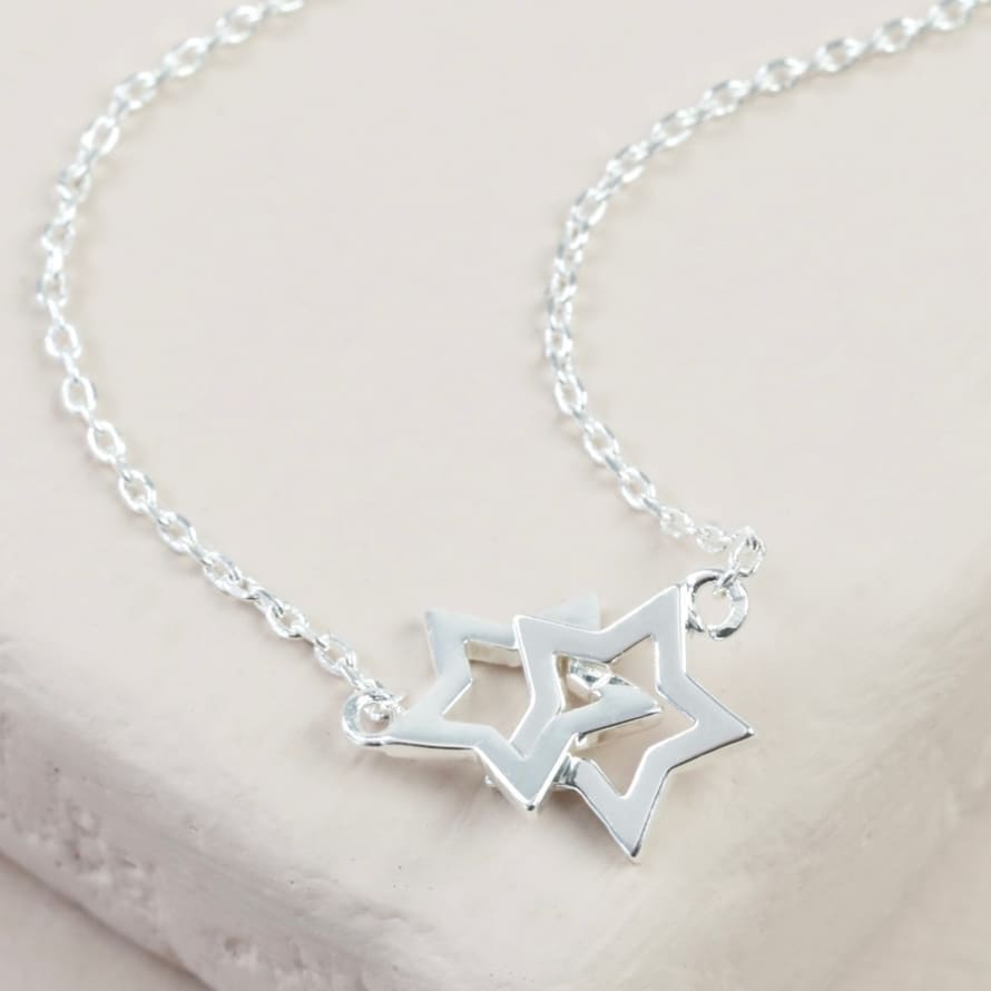 Lisa Angel Interlocking Stars Pendant Necklace in Silver