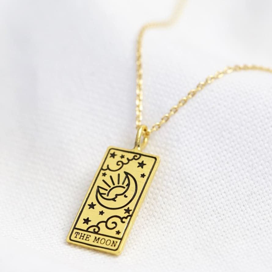 Lisa Angel Gold The Moon Tarot Card Pendant Necklace