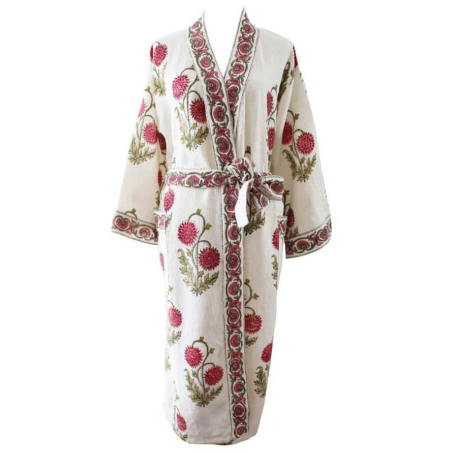 Powell Craft Ladies Rose Floral Waffle Cotton Dressing Gown