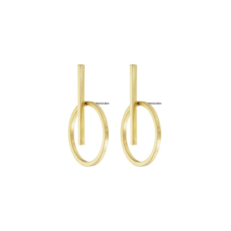Dansk Smykkekunst Vanity Construct Simple Bar Earring - Gold 