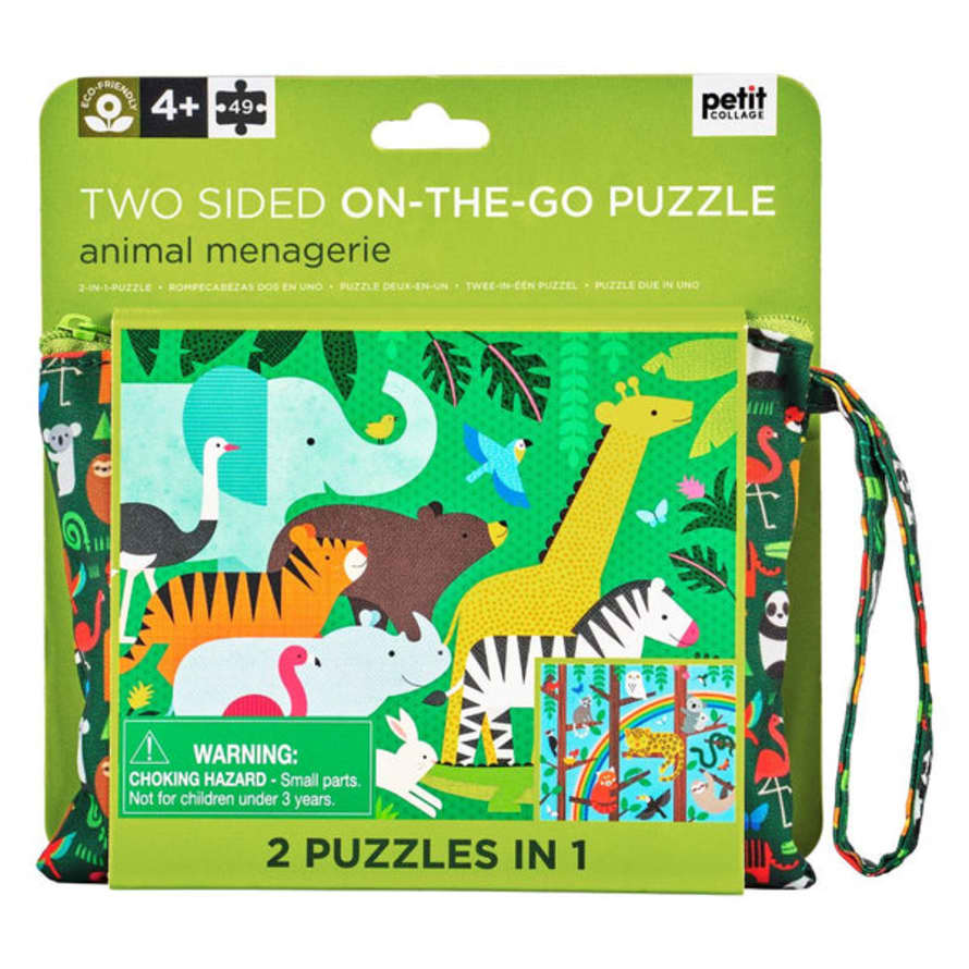 PetitCollage Two Sided Animal Menagerie 49 Piece Puzzle