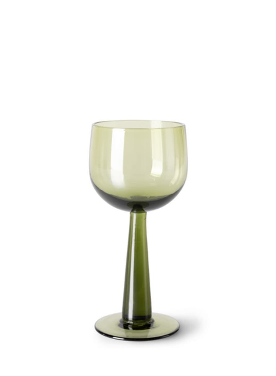 HKliving The Emeralds Olive Green Tall Wine Glass