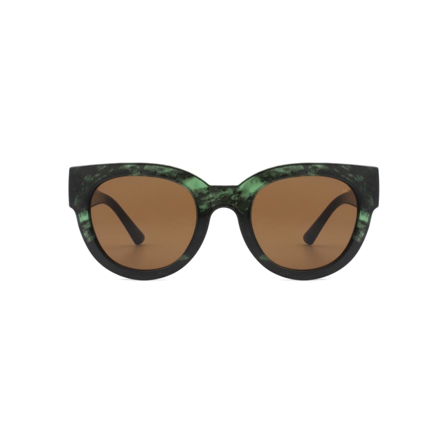 A Kjærbede Lilly Green Marble Transparent Sunglasses