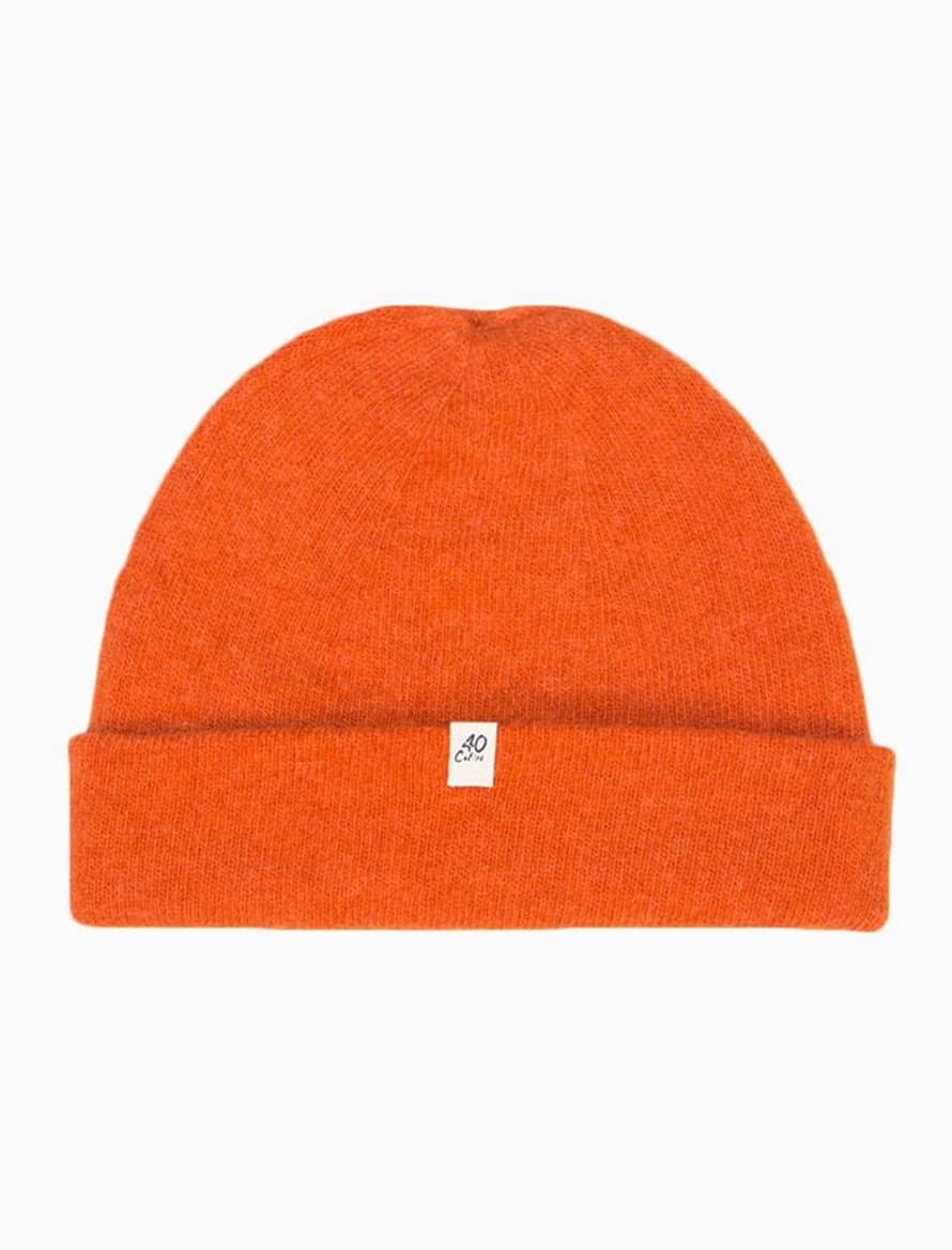 40 Colori Orange Light Solid Wool and Cashmere Fisherman Beanie