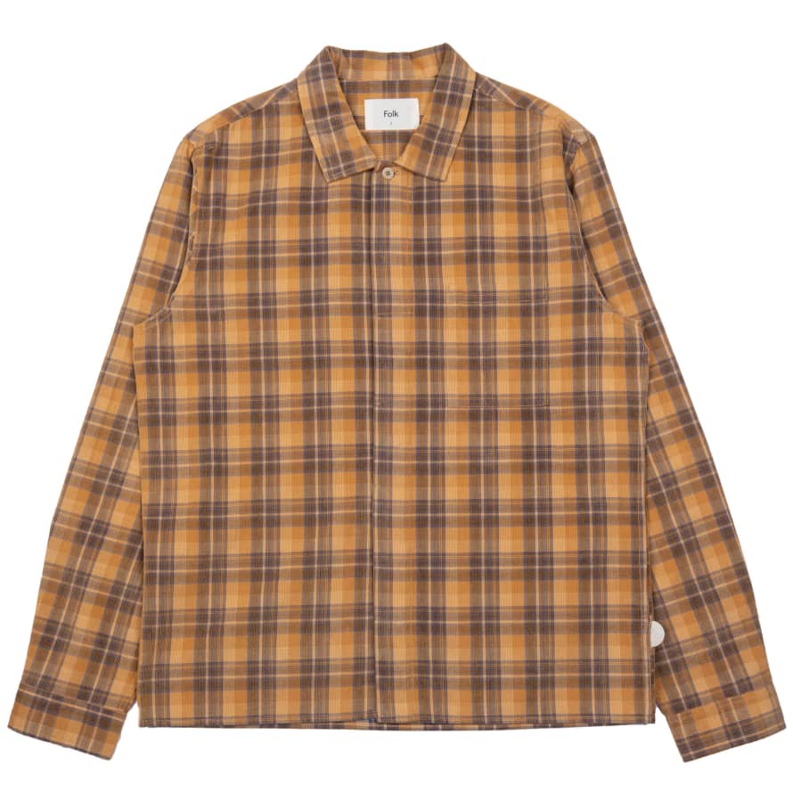 Folk Patch Shirt - Orange Checked Cord