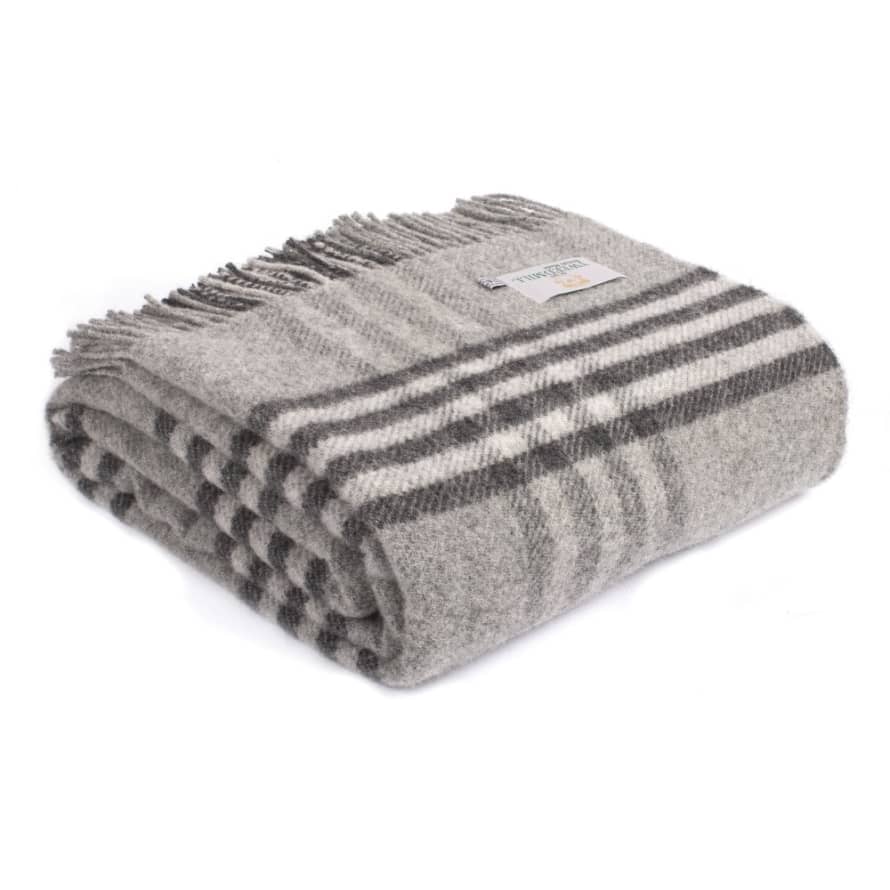 Tweedmill Extra Large Charcoal Pure New Wool Hex Check Throw 150cm x 240cm