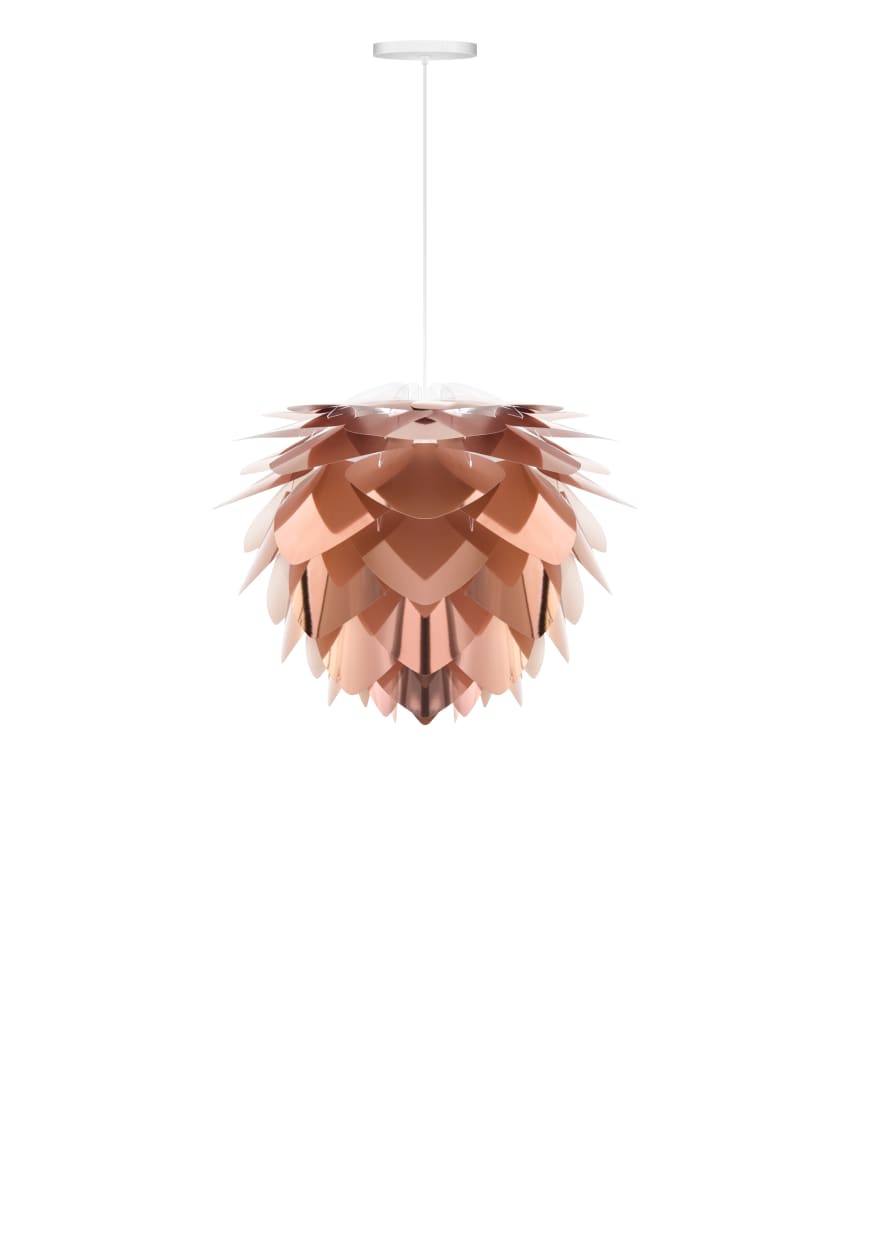 UMAGE Medium Copper Silvia Pendant Light Shade with White Rosette Cord Set